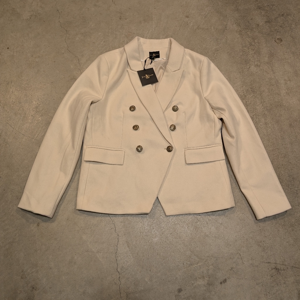 NWT Jules & Leopold Double Breasted Blazer Women's XL Cream Polyester
